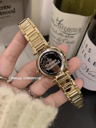 VIVIENNE Gold Watch 50M Waterproof Quartz Stone Women's Watch Pendant Steel Belt - Picture 3 of 6