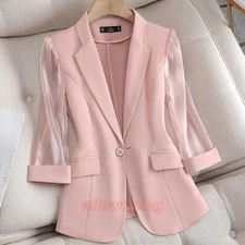 Formal Lady Mesh 3/4 Sleeve Blazer Suit Casual Jacket Business Suit Coat Summer