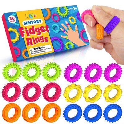 Sensory Toys Fidget Rings for Kids 36Pack: Sensory Rings for Stress - Stretch...