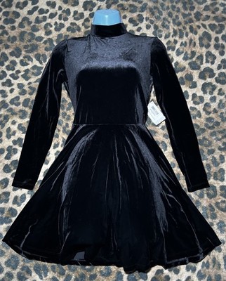 American Apparel Skater Dress Women Size Small Velvet Long Sleeve Open Back  New | eBay