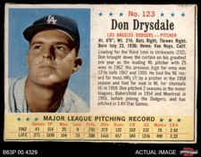 1963 Post Cereal #123 Don Drysdale Dodgers HOF 1.5 - FAIR