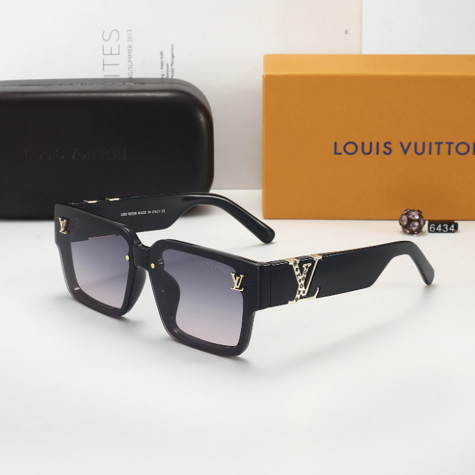 L-V Square Oversized Black Designer Sunglasses for Women