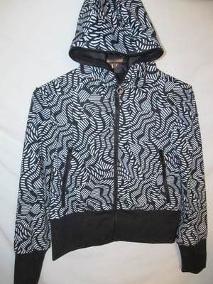GOLDBERGH 'Devi' Black and White Abstract Full Zip Hooded Jacket Size L