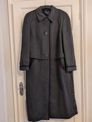 Manteau demi cape femme vintage original Loden gris pure laine taille UK 20 très bon état - Photo 1/4