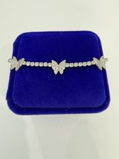 Sterling Silver 925 Butterfly Tennis Charm Bracelet 7
