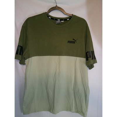 Puma Mens T-Shirt Block Olive Green Logo Short Sleeve Comfort Fit Casual Top L