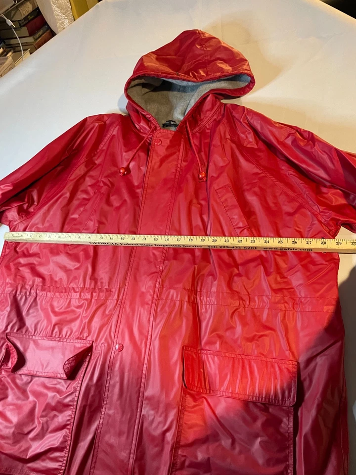 Abrigo Chaqueta de Lluvia Totes Para Hombre Talla XL Rojo Forrado de Vellón Con Capucha Manga Larga Cremallera Completa Foto 4 de 4