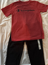 Champion Youth Set Size 10 Black Joggers  Red Long Sleeve Shirt