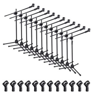 12x Microphone Boom Stand Dual Mic Clip Folding Arm Tripod Height Adjust Holder
