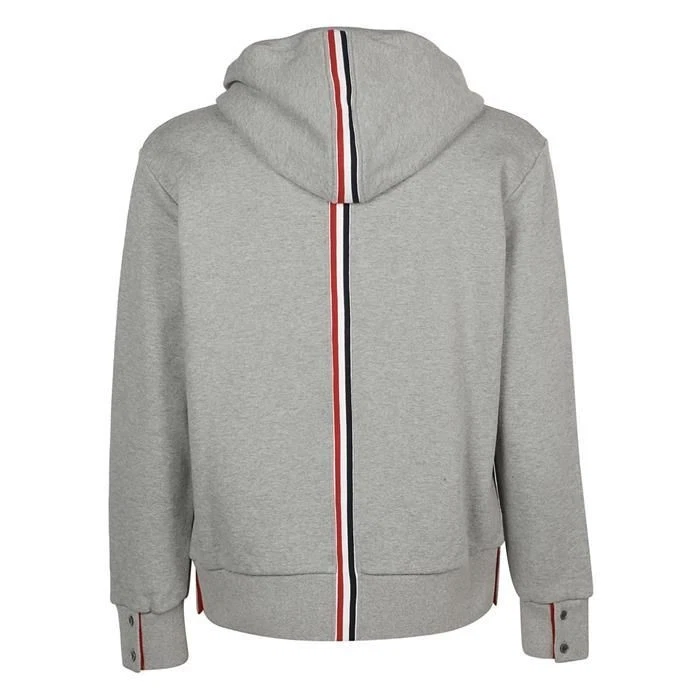 Thom Browne Felpa con cappuccio e zip uomo schiena centrale RWB grigio 133094241