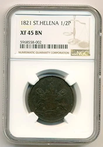 Saint Helena George IV 1821 Half Penny XF45 BN NGC