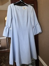 Eliza J Powder Blue dress sz 10 ruffle 3/4" sleeve