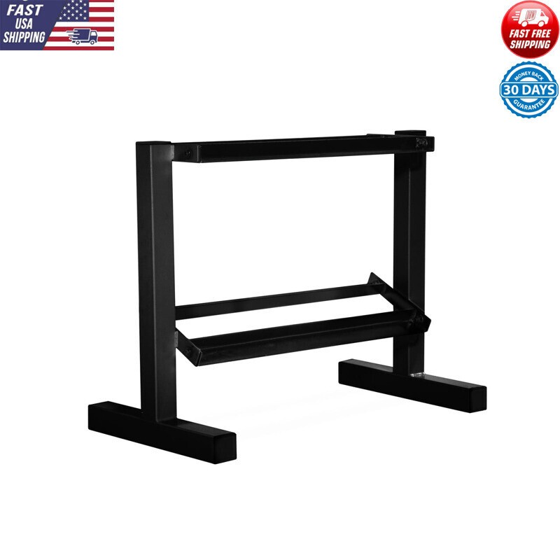 2 Tier Dumbbell Rack Home Gym Industrial Grade Steel 24" Storage Max 200 lbs New