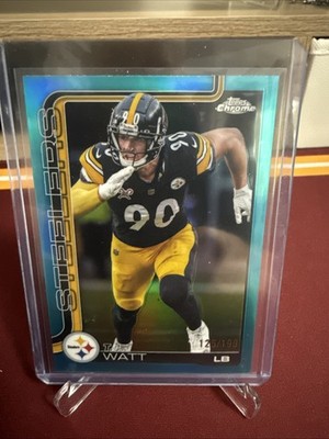 2025 Topps Chrome T.J. Watt Aqua Refractor /199 #258 Steelers