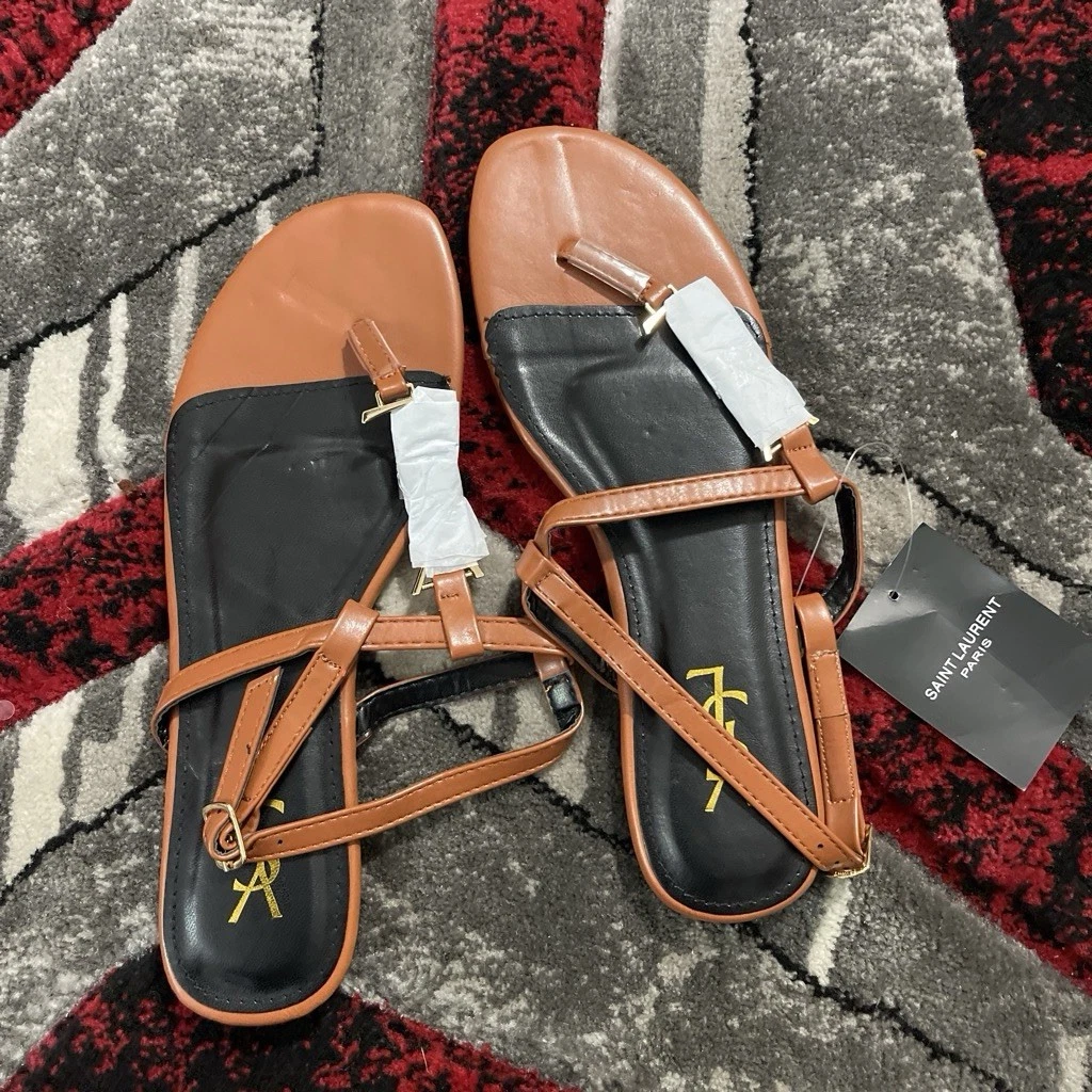 Saint Laurent Leather Sandals & Flip Flops for Women for sale | eBay
