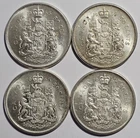 Lot of 4 ~ 1964 - 1965 Canada 80% Silver 50 Cent Half Dollar Coins (A100)