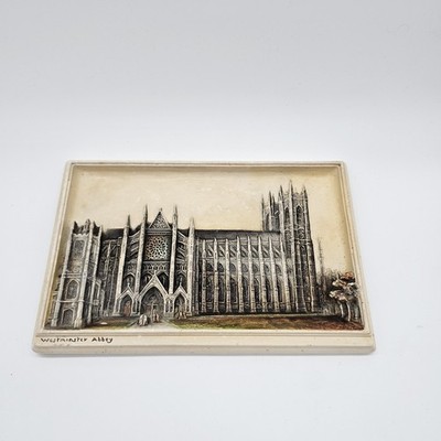 Vintage Osborne Ivorex 3D hängende Wandrelief Westminster Abbey Schotterie 