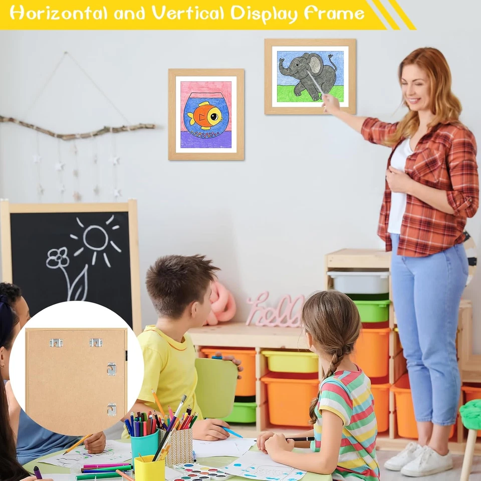 3 件装儿童艺术框架天然木纹,10X12.5 儿童艺术品框架无垫子 — 第 3/4 张图片