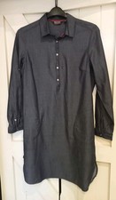 Regatta Ladies Denim Blue Long Sleeved Part Button Front Shirt Dress-Size 14