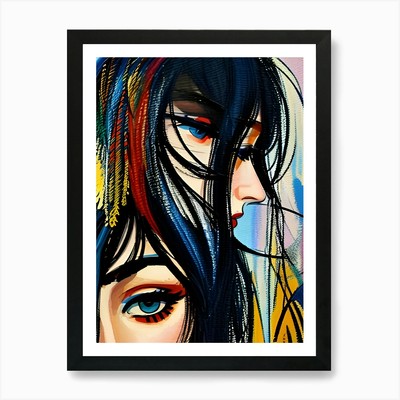 Zwei Frauen Abstrakt Kunstdruck Gerahmt Wandbild Poster Leinwanddruck Bild