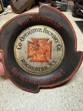 Posacenere vassoio di latta Co-Operative Foundry Co Croce Rossa fornelli range Rochester NY