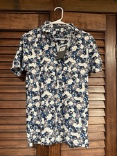 G/Fore G4 Golf Shirt Polo Sleeve Logo Floral Print Size Small Blue Polyester NWT