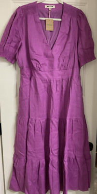 NWT Boden Anna Magenta Linen Tiered MIDI Dress SZ 20 Retail $198. | eBay