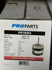 1/4 HP, 115v, 1075 RPM Direct Drive Blower Motor