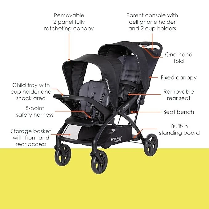 Used in Good Condition Baby Trend Sit N' Stand Double 2.0 Stroller, Dash Black - Image 2 of 4
