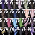 100 Mens Tie Striped Solid Paisley Necktie Hanky Cufflink Set Wedding