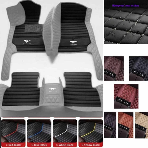 For Ford Mustang Car Floor Mats Luxury Custom Carpets Cargo Liners Waterproof - Picture 34 of 38