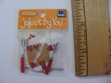 Jolee's by You WAFFLE Plate Strawberries Knife Fork NON-ADHESIVE NOS