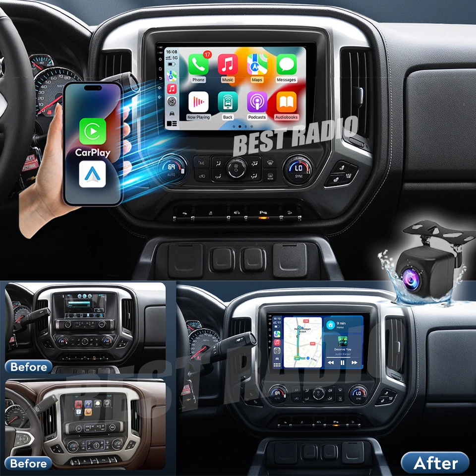 Apple Carplay For Chevrolet Silverado 2014-2018 GMC Sierra Car Stereo Radio GPS - Image 4 of 4