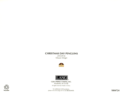 Merry Christmas Day Penguin Penguins Susan Winget Lang Greeting Cards - Set of 9 - Picture 3 of 5