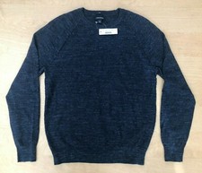 J. Crew Mens Rugged Cotton Sweater C8445, Heathered Indigo Blue, NWT Size Small