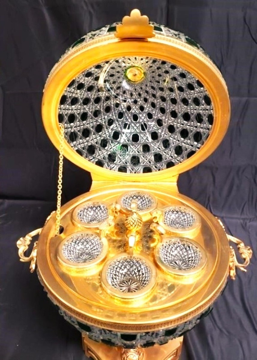 Elegant Martin Benito 24K gold gilt French Crystal Caviar/ Liquor