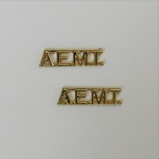 AEMT- Gold Police/Fire Collar Brass - Pin  Clutch Backing - NEW - Rank Insignia