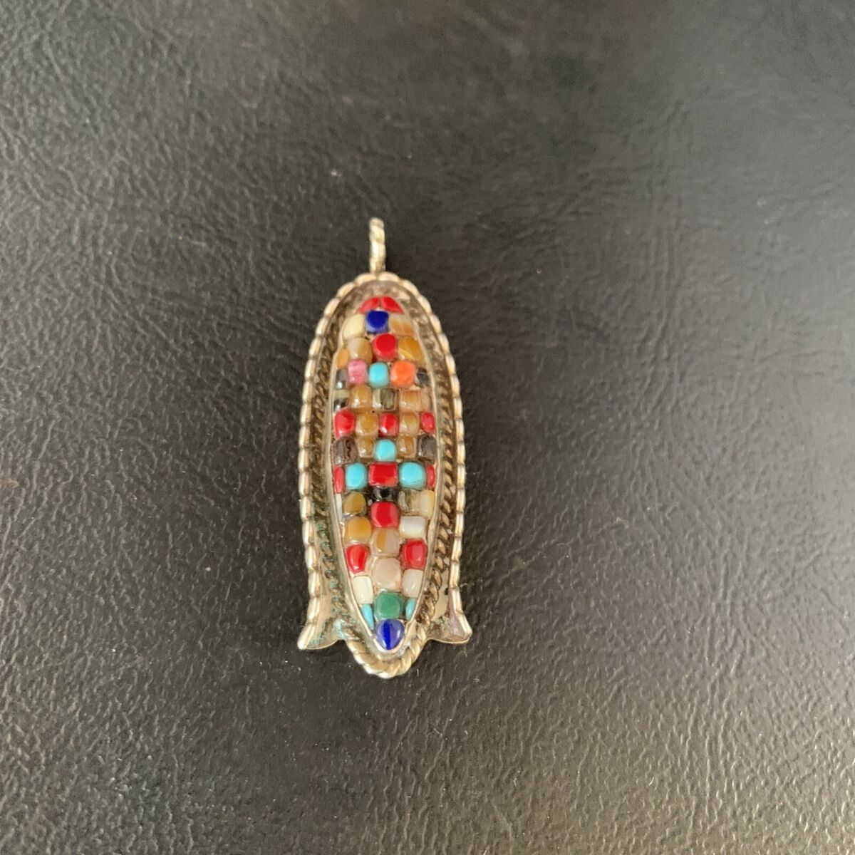 Native American Focused Work Vintage Zuni Turquoise Coral Inlay Sterling Silver Earrings Native American Focused Work Vintage Zuni Turquoise Coral Inlay Sterling Silver Earrings