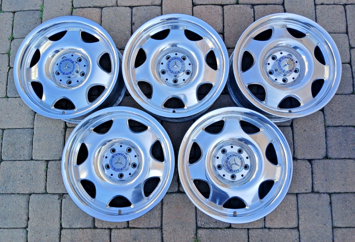 ◆MERCEDES ホイール16インチ★215/55R16★17年ラジアルタイヤ Mercedes A208 CLK OEM Forged Fuchs 16x7 5x112 POLISHED 5 Wheels