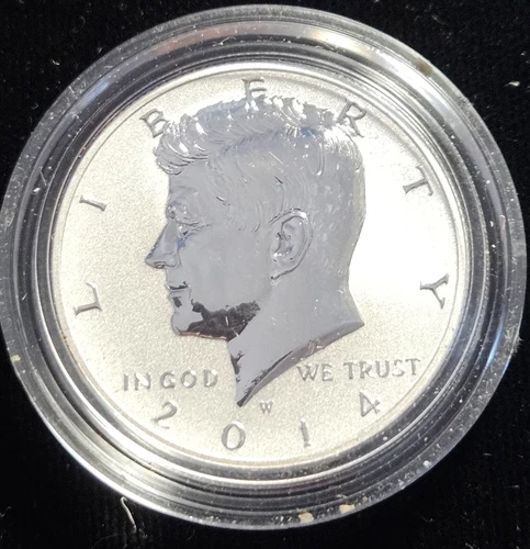 2014 W Silver Reverse Proof Kennedy Half Dollar - 90% Silver - in Capsule
