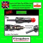 5x 12/24V Cigarette Screwed 8A Lighter Socket Plug improved Strain Relief