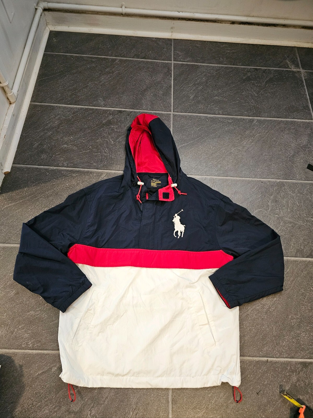 POLO RALPH LAUREN UOMO COLOR BLOCK BIG PONY PULLOVER GIACCA A VENTO TAGLIA S