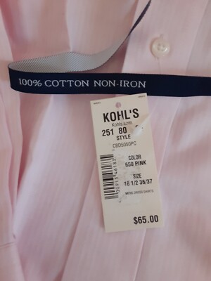 Mens Croft & Barrow Pink /White Stripe Long Sleeve Dress Shirt