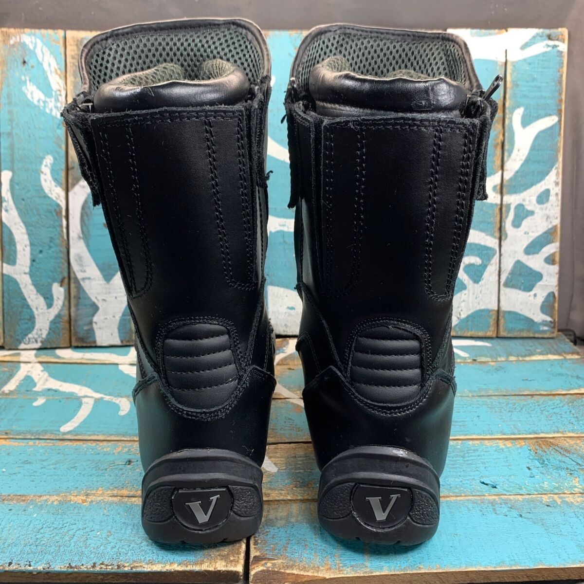 VEGA Black Motorcycle Dual Zip Boots BLK Leather Ladies Sz 8 VEGA Black Motorcycle Dual Zip Boots BLK Leather Ladies Sz 8
