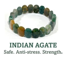 Indian Agate Crystal Gemstone Bracelet Natural Stone Chakra Bead Anxiety Gift