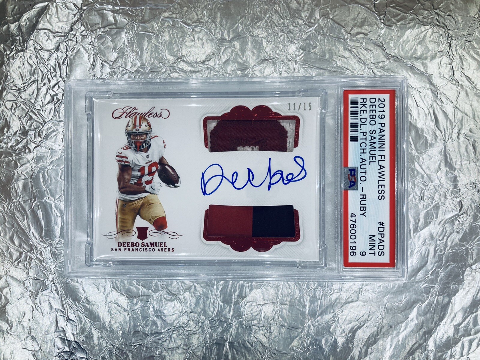 Deebo Samuel Panini Flawless Rookie Dual Patch Autographs #DPADS Ruby