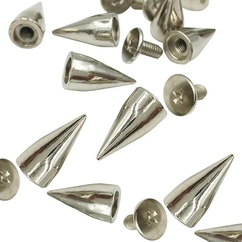 100 stuks Boloest Metalen Kegel Spikes, 7mm, Punk Rock Schroefrug Studs voor DIY Tassen, Kleding, Leerwerk, met Schroevendraaier (Zilver, 3 Maat 100 stuks Boloest Metalen Kegel Spikes, 7mm, Punk Rock Schroefrug Studs voor DIY Tassen, Kleding, Leerwerk, met Schroevendraaier (Zilver, 3 Maat