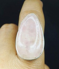 Natural Rose Quartz Pear Gemstone 925 Sterling Silver Proposal Women's Ring
