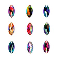 Navette Flat Back Glass Beads Sewing Strass Rhinestone Sew On Stones Colors AB