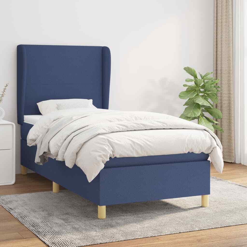 Thumbnail - Boxspringbett Mit Matratze Blau 100x200 Cm Stoff